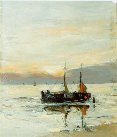 Bomschuiten on the Beach by Gerhard Morgenstjerne Munthe